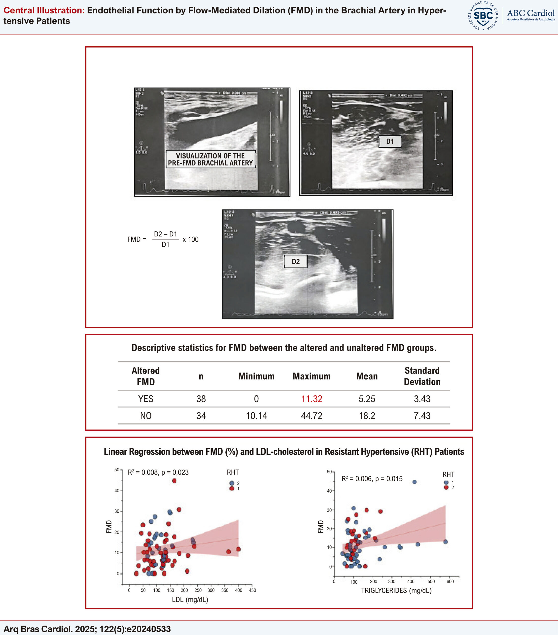 Endothelial Function by Flow-Mediated Dilation (FMD) in the Brachial Artery in Hypertensive Patients
