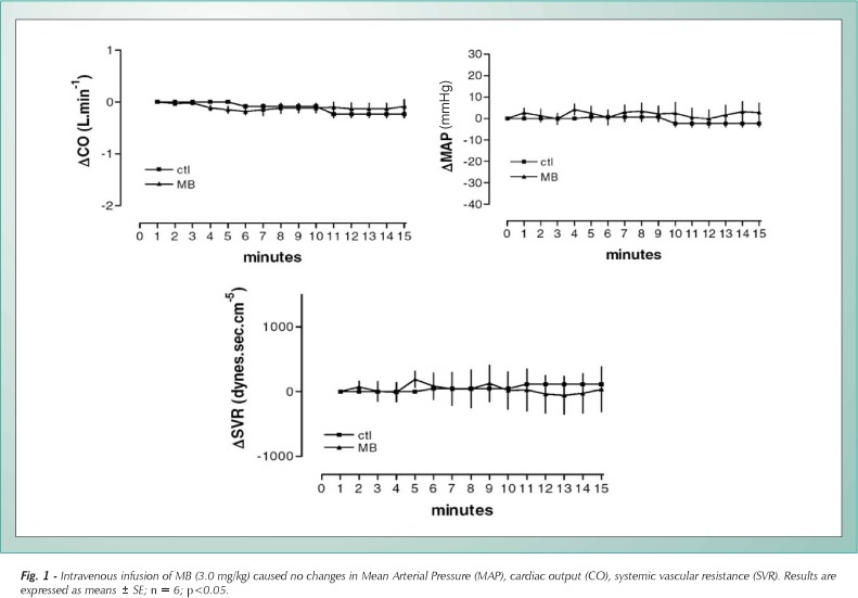 Hemodynamic and vascular endothelium function studies in healthy pigs after intravenous bolus infusion of methylene blue
