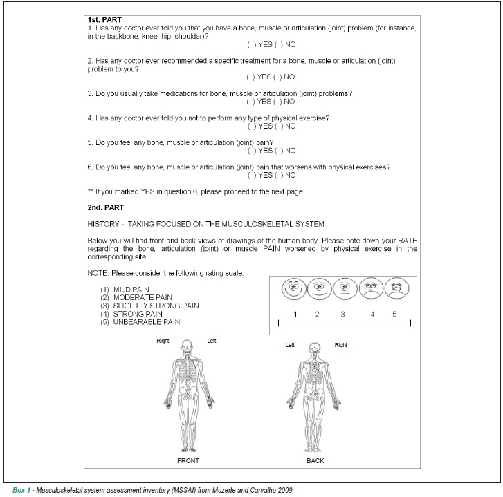 Evaluation of the musculoskeletal system of patients in cardiopulmonary and metabolic rehabilitation programs