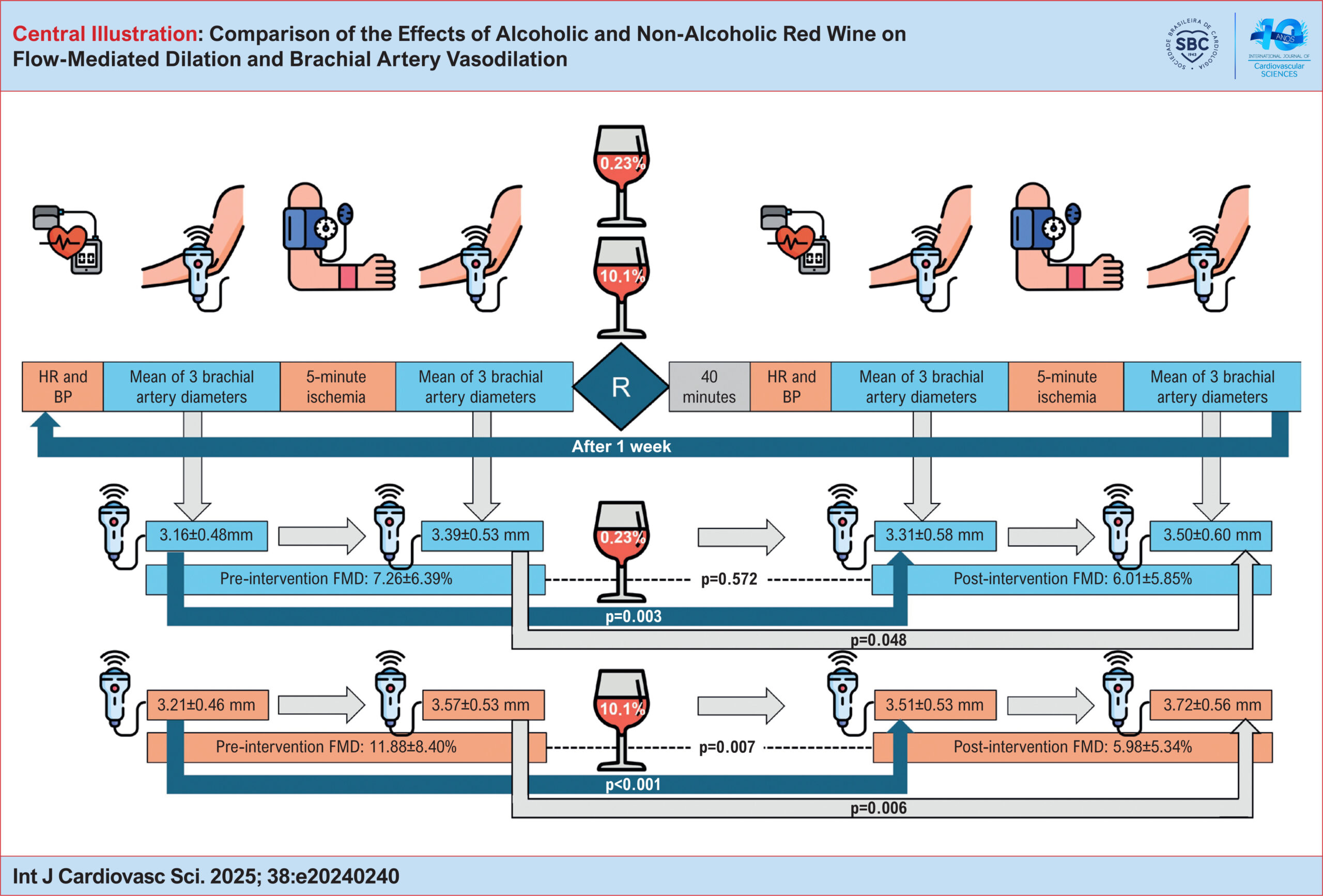 Comparison of the Effects of Alcoholic and Non-Alcoholic Red Wine on Flow-Mediated Dilation and Brachial Artery Vasodilation