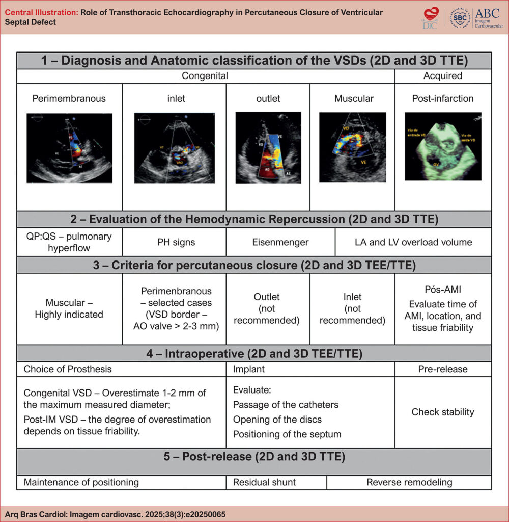 How to perform echocardiographic evaluation in a percutaneous closure of ventricular septal defect.